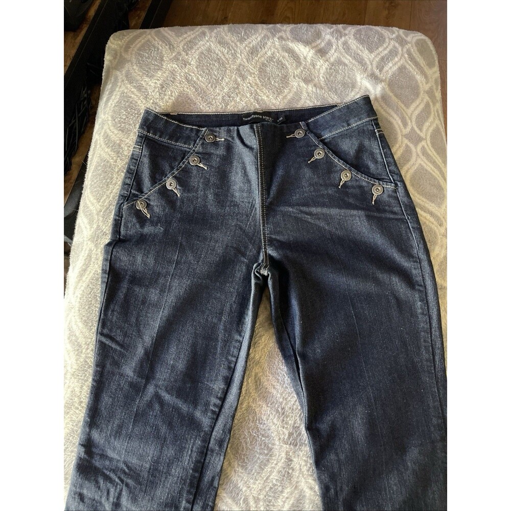 Rue21 Twentyone Black Jeans Flare BottomSize 9/10R Button Front Y2K
